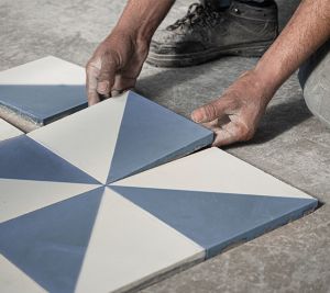 Navy Blue Triangle Cement Tiles