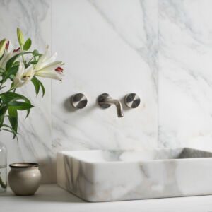 Calacatta Verde White Marble Tiles Bathroom