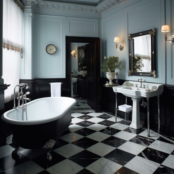 British-Bathroom-Black-White-Marble-Checkerboard-Marble-Flooring-Starel-Stones