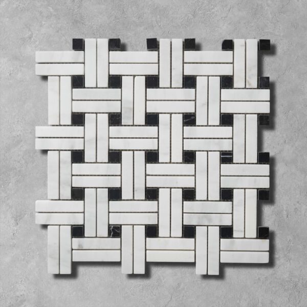 Calacatta-Marble-Basketweave-Mosaic-Tiles