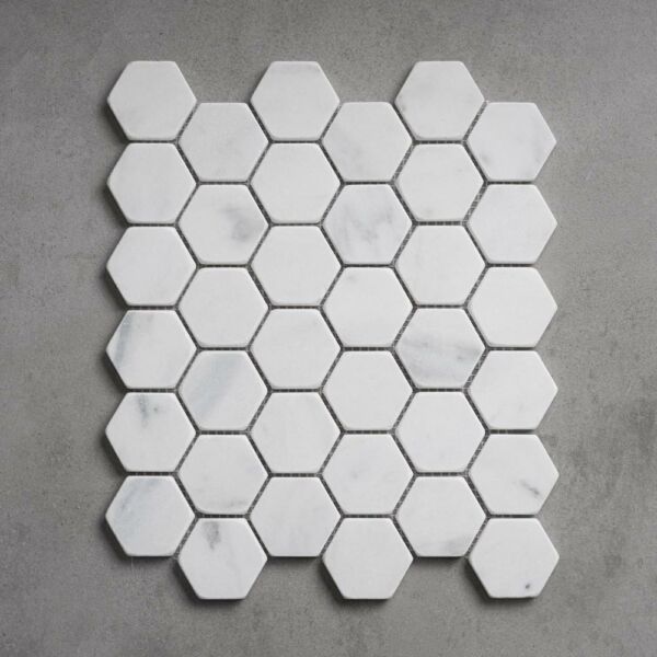 Calacatta-White-Marble-Hexagon-Mosaic-Tiles