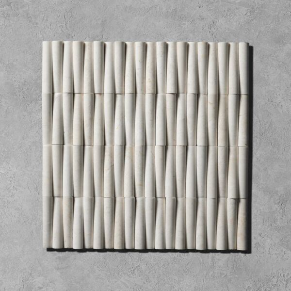 White-Emperador-Marble-Bamboo-Fluted-Wall-Tiles
