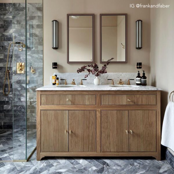 Bluestone Honed Metro Tile Herringbone Marble Bathroom Shower