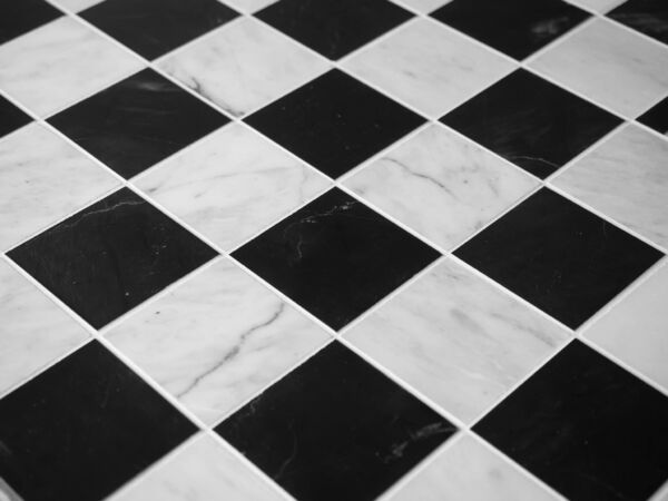 Checkerboard Calacatta & Nero Marquina Marble Mosaic