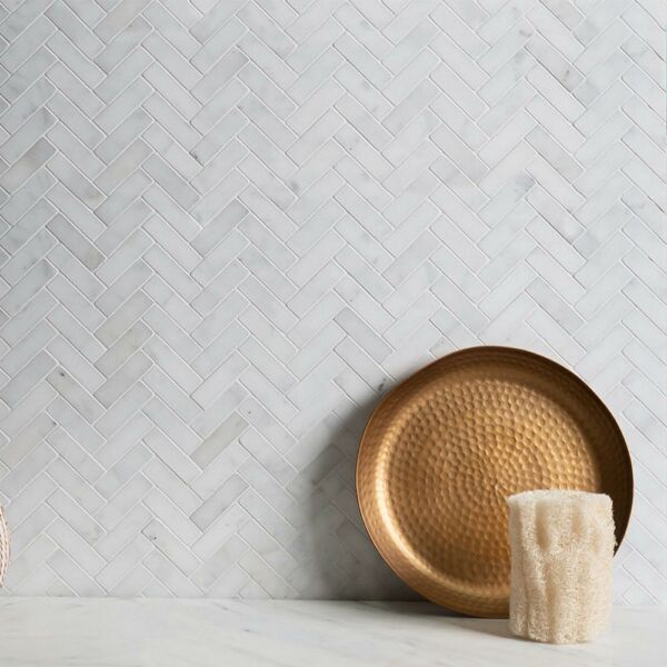 Calacatta-White-Marble-Herringbone-Mosaic-Tiles