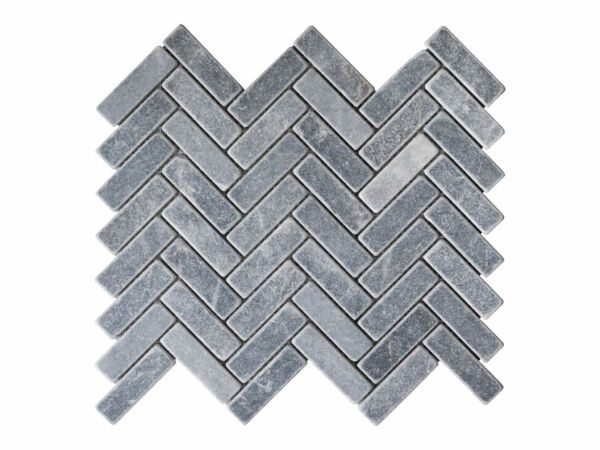 Bluestone Tumbled Herringbone Mosaic Tiles