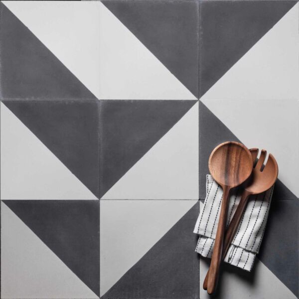 Black & White Triangle Encaustic cement Tile