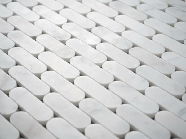 Calacatta Marble Honed Pill Mosaic Tiles