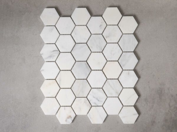 Polished Calacatta Marble Hexagon Mosaic Tiles