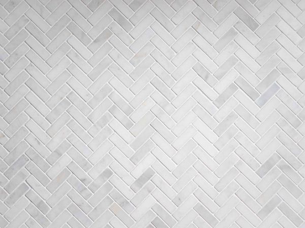 Calacatta Marble White Slim Herringbone Mosaic Tiles