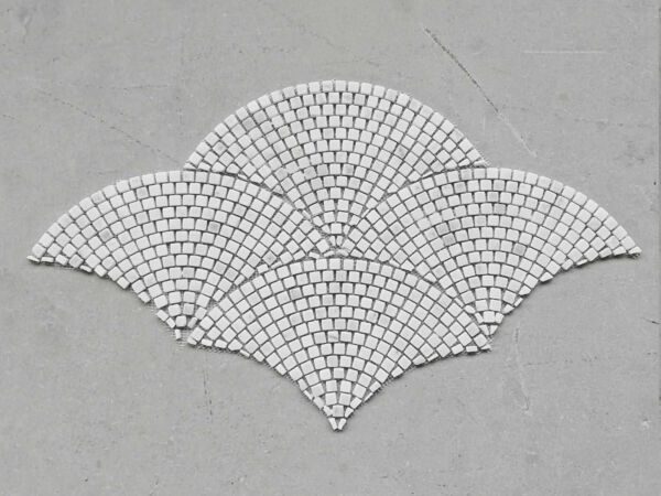 Calacatta Tumbled White Marble Fan Scallop Mosaic Tiles