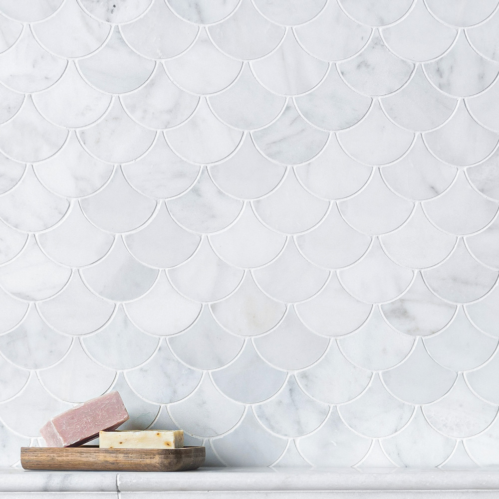 White Marble Scallop Shell Mosaic Tiles | Fast Delivery | Starel Stones