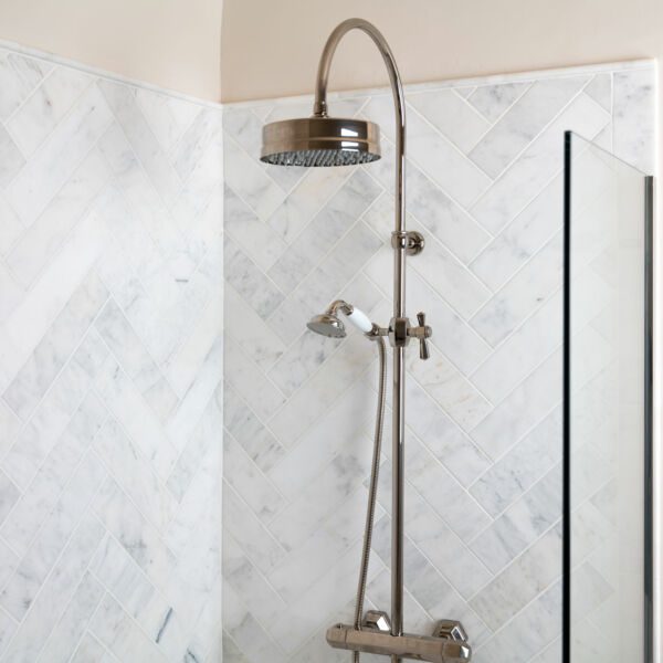 Calacatta-Marble-Herringbone-Tile-Shower