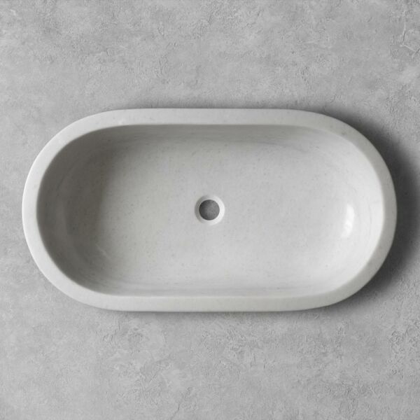 White Oval Marble Basin Sink