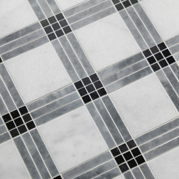 White-Marble-Bluestone-Nero-Marble-Plaid-Mosaic-Tiles