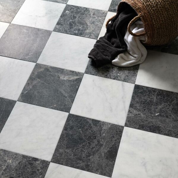 Black-Emperador-Marble-Tiles-Checkerboard-Flooring