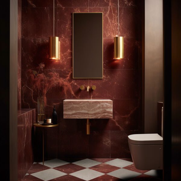 Claret Red Marble Bathroom