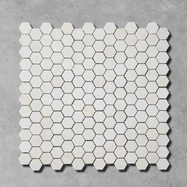 White-Emperador-Marble-Penny-Hexagon-Mosaic