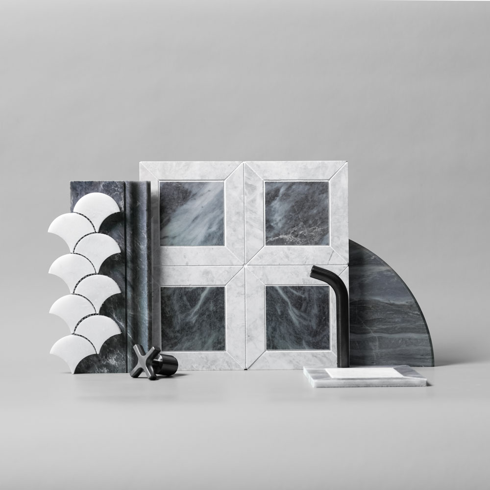 Bluestone Marble Tiles Scallop Mosaic