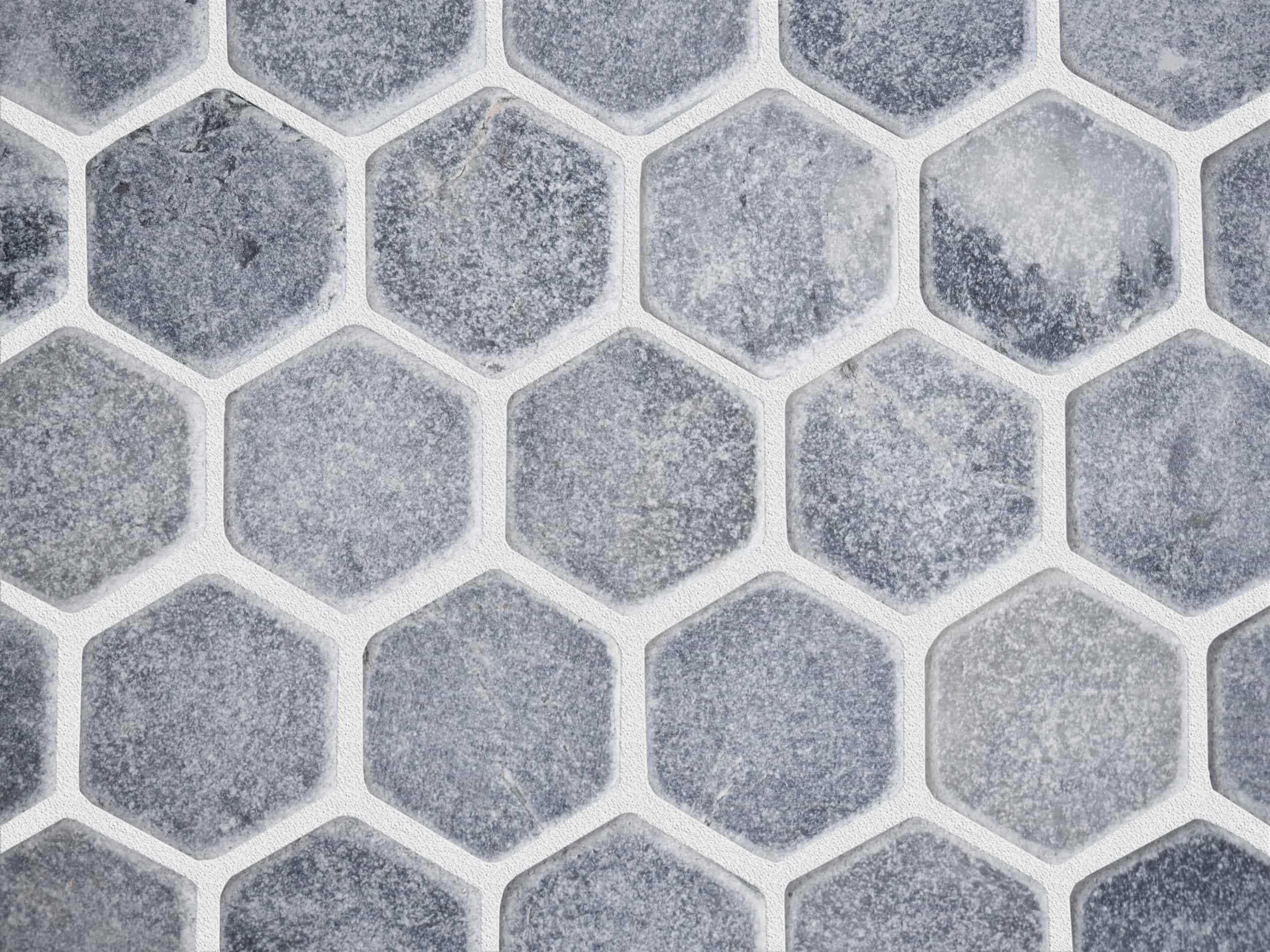 Grey Tumbled Marble Hexagon Mosaic