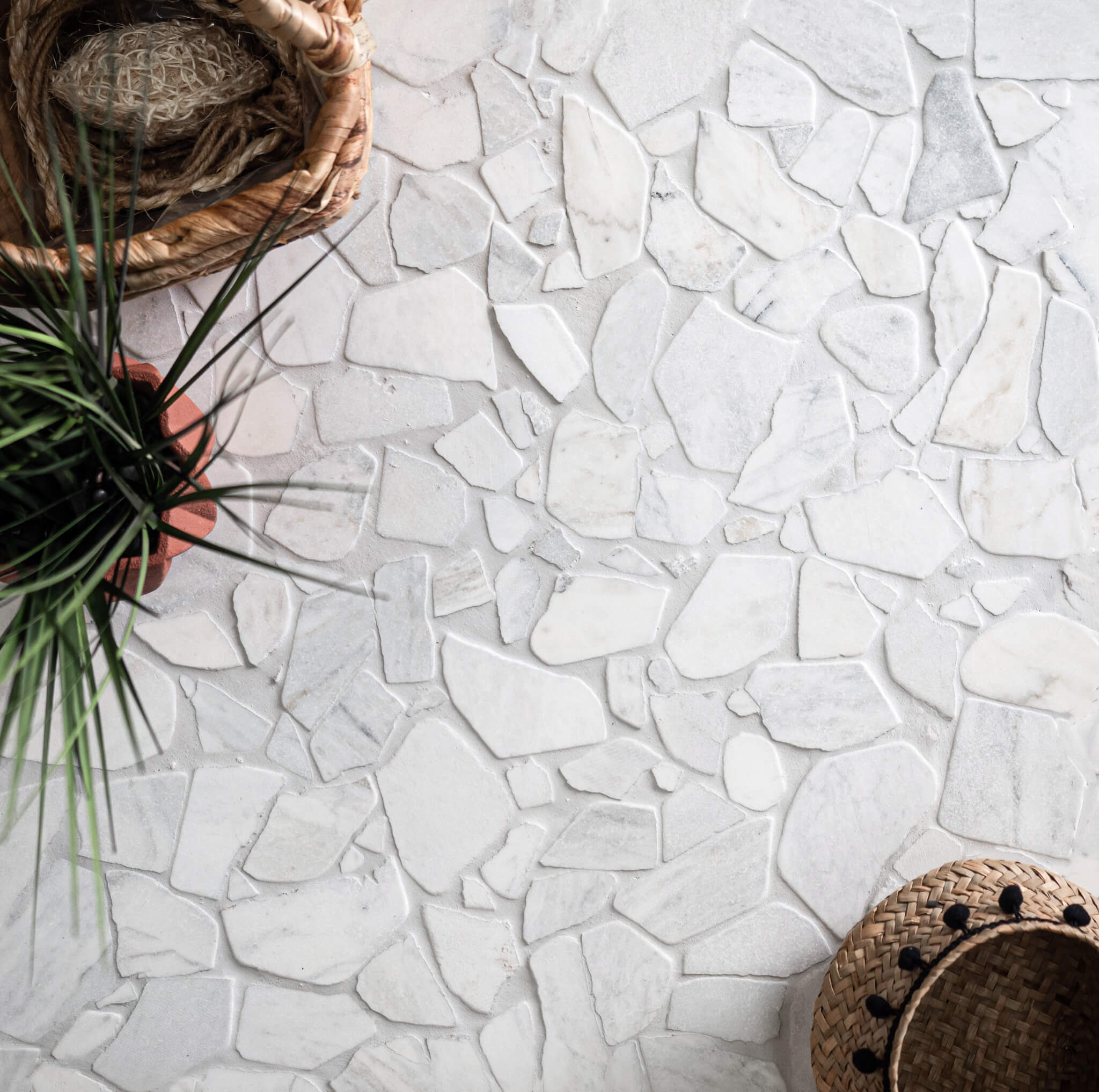 White Marble Pebble Mosaic