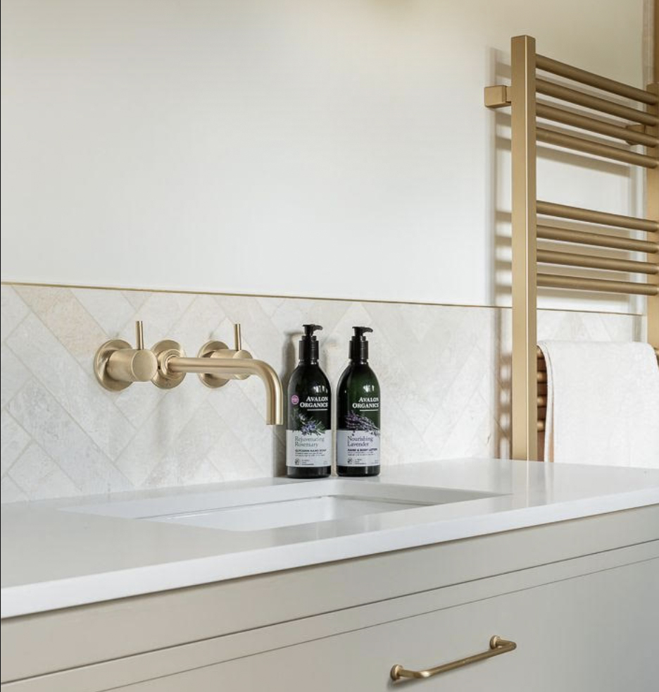 White Emperador Marble Herringbone Tiles