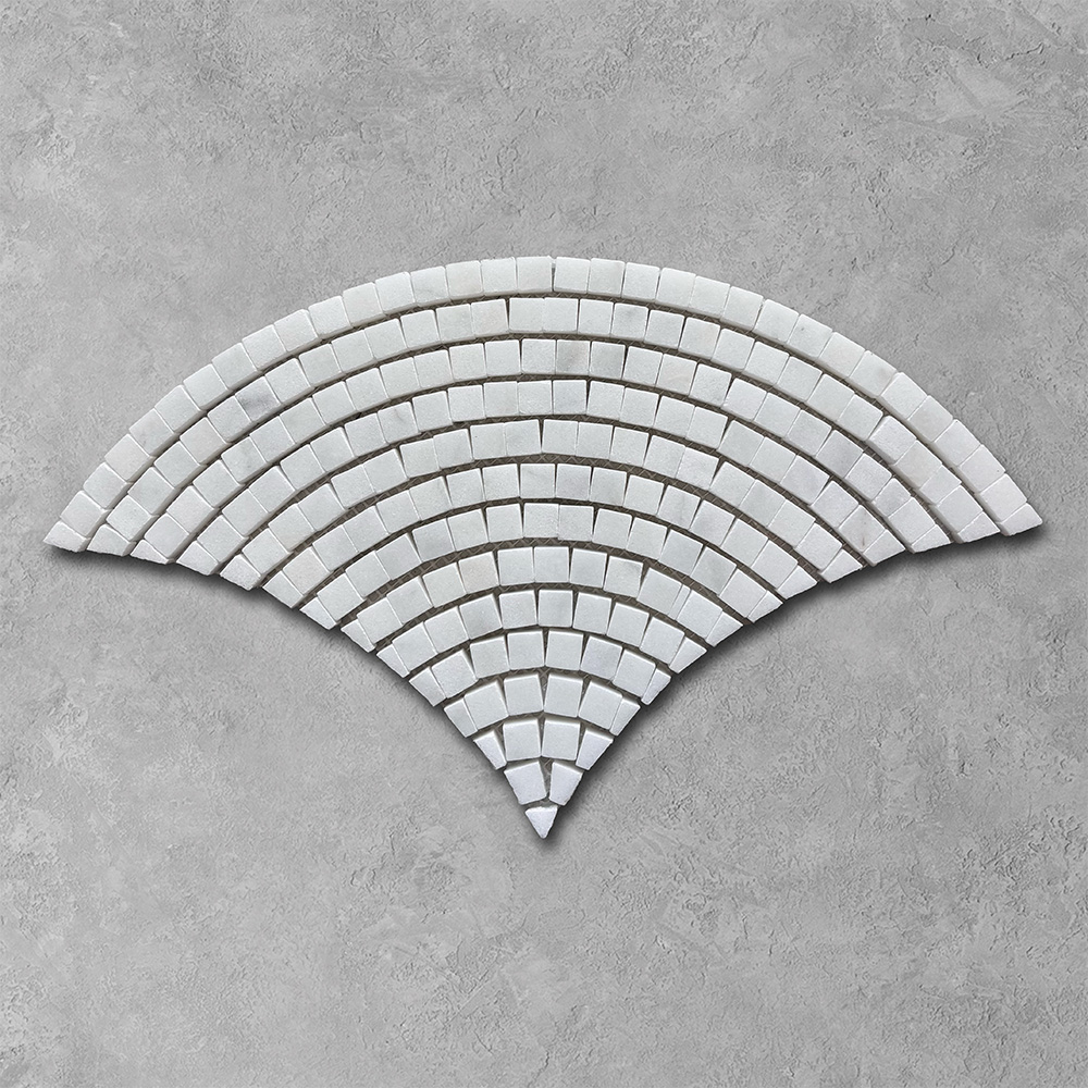 White Calacatta Marble Fan Scallop Mosaic Tiles