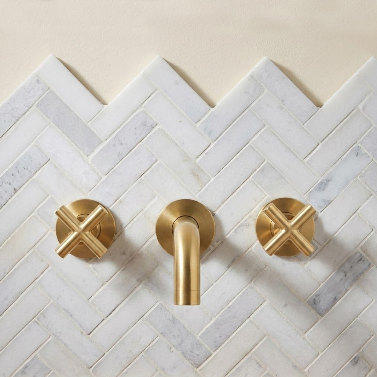 White Marble Herringbone Mosaic