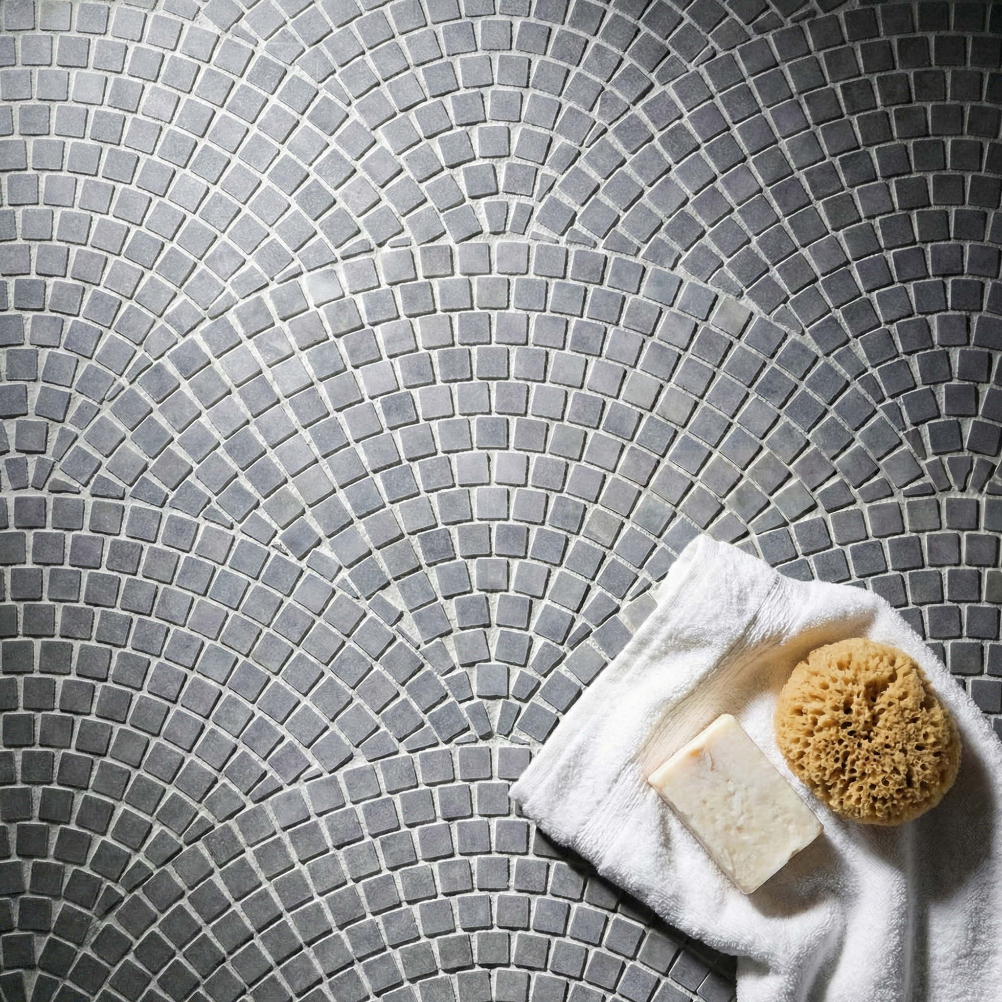 Bluestone Marble Fan Mosaic Tiles Flooring