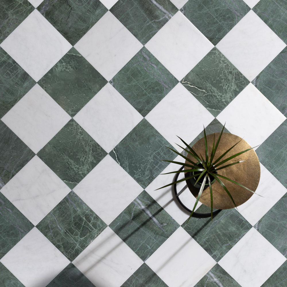 Verde Green Marble Flooring Checkerboard Marble Floor