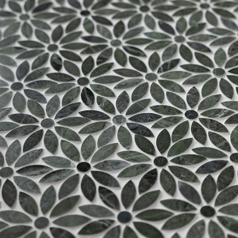 Green-Marble-Flower-Daisy-Mosaic-Tiles-Verde-Marble