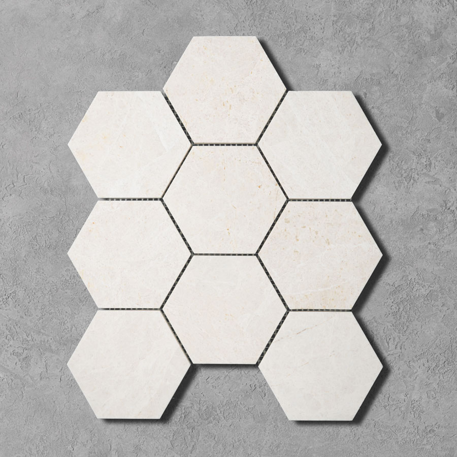 White-Emperador-Marble-XL-Hexagon-Mosaic-Tile