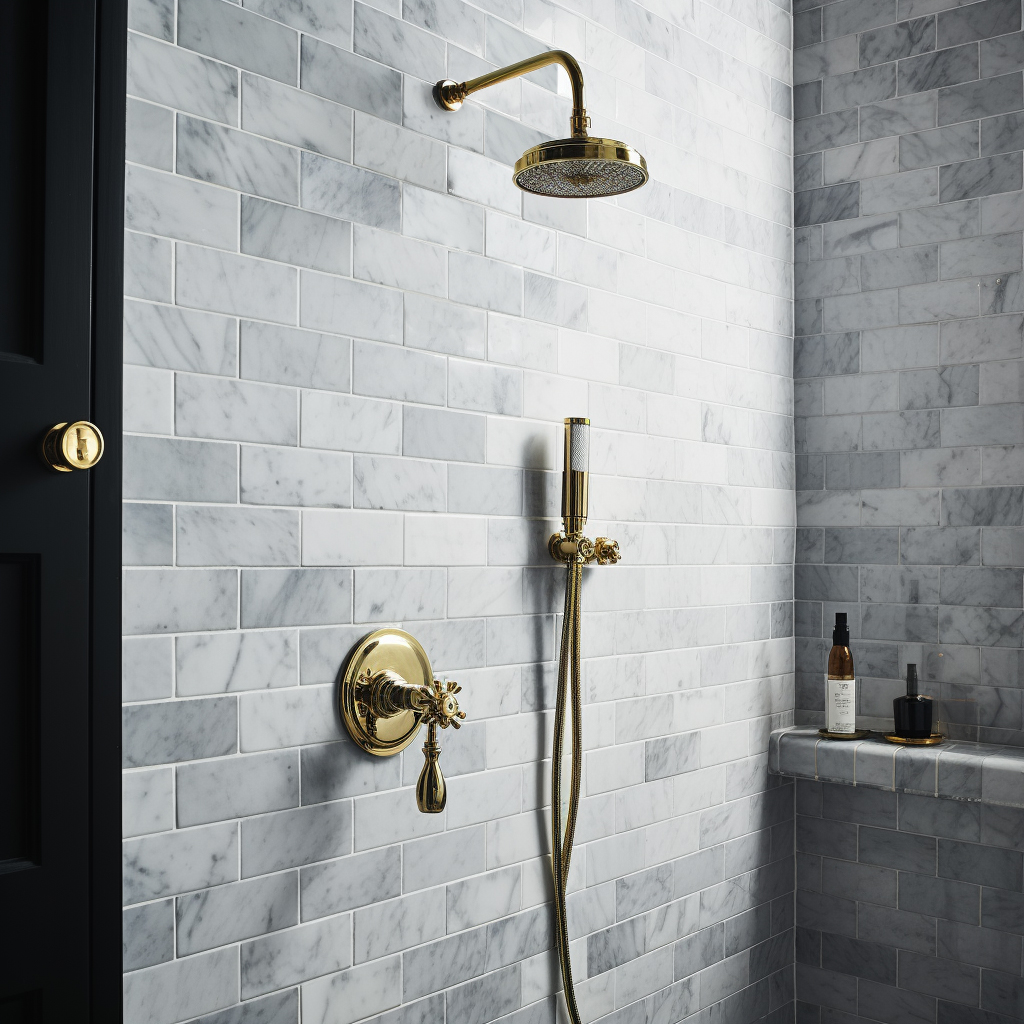Calacatta White Marble Metro Tile Shower