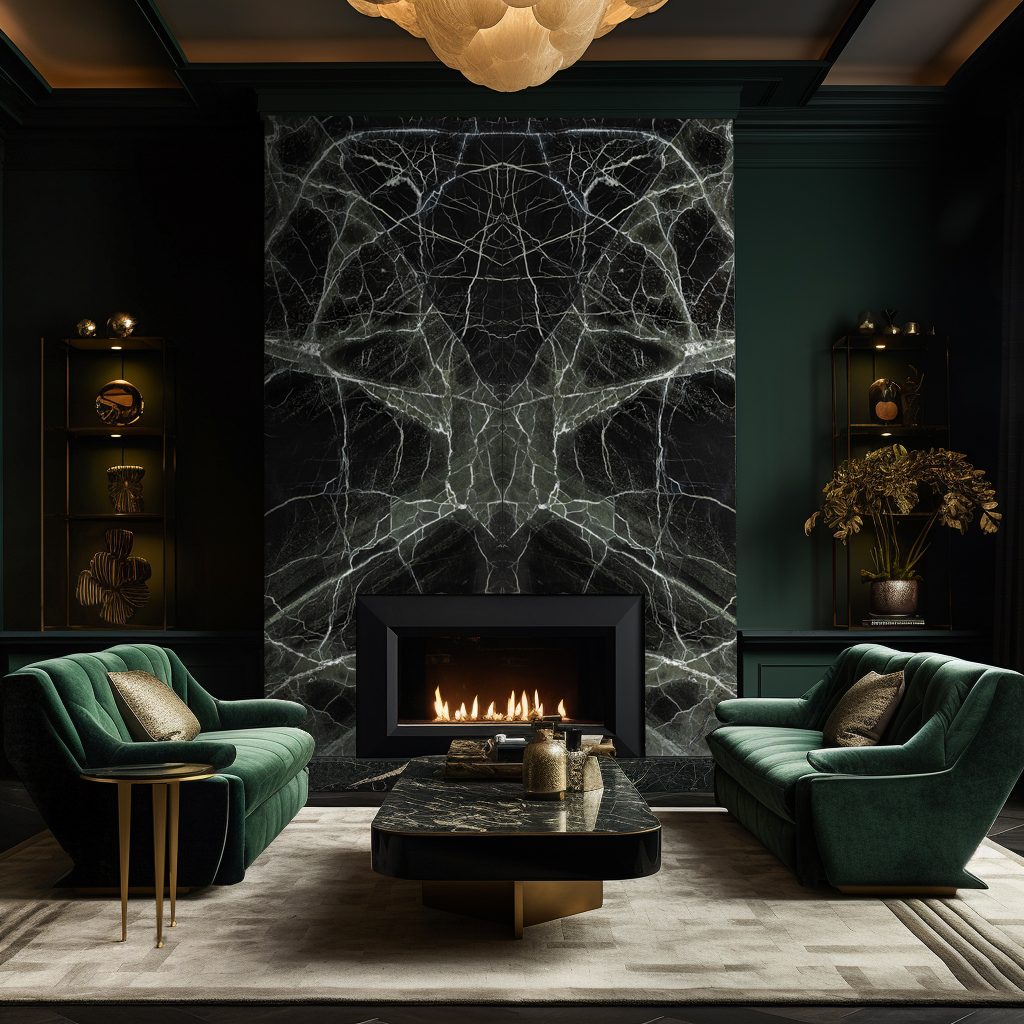 Verde Green Marble Slab Living Room