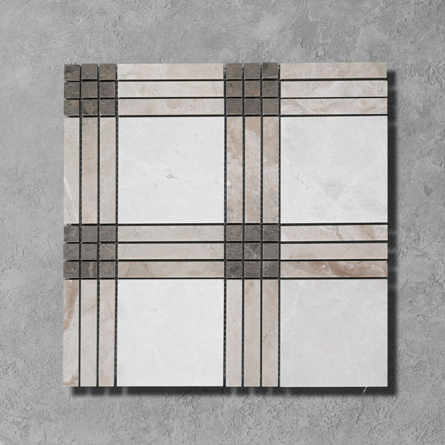 White-Emperador-Marble-Plaid-Mosaic-Tiles
