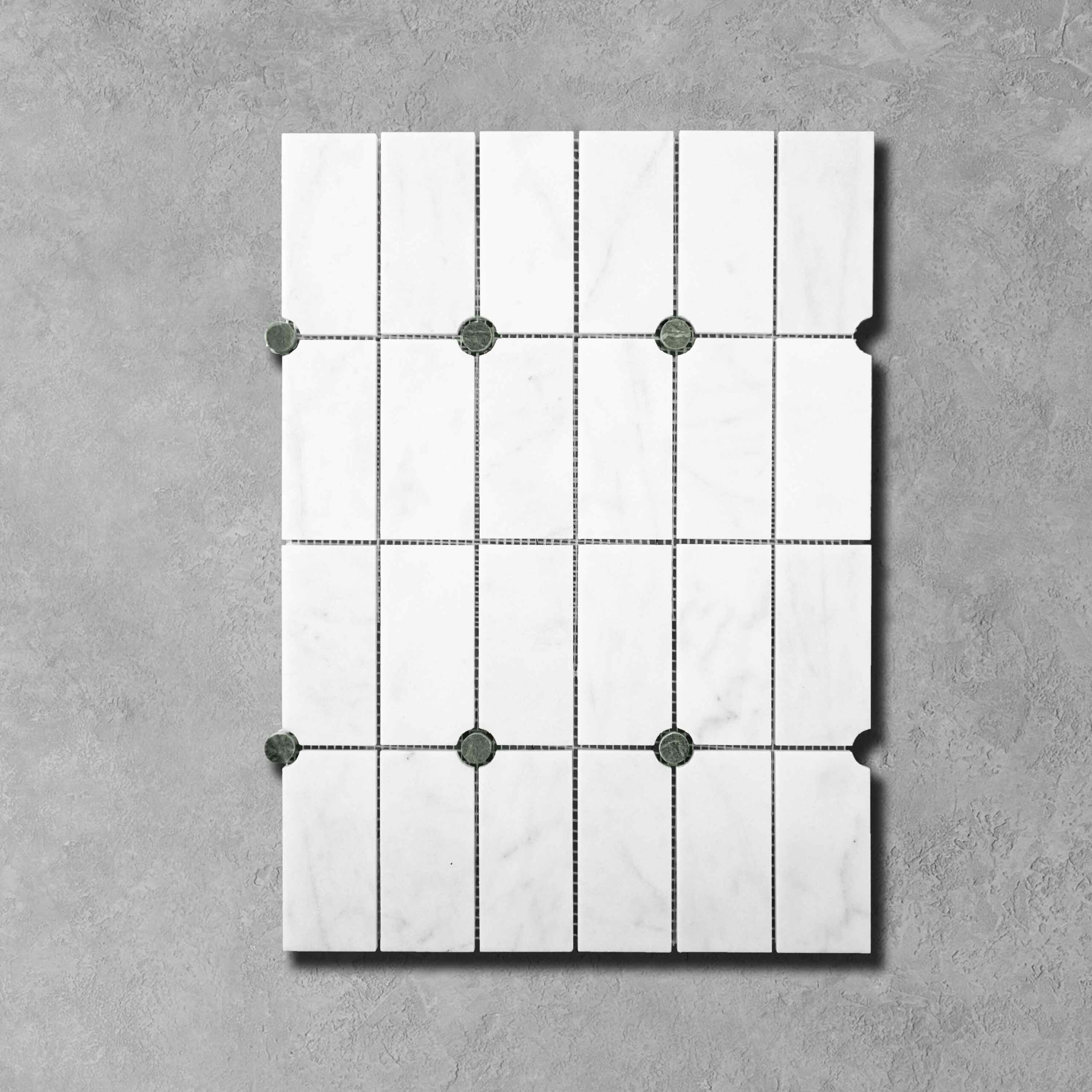Calacatta and Verde Marble Rivet Mosaic